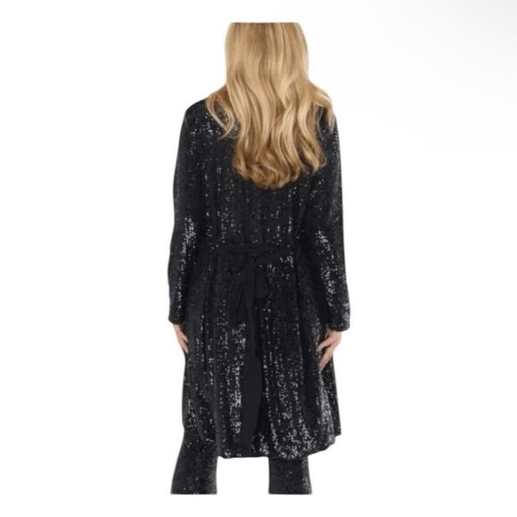 Show me your MuMu NWT Encore Kimono Black Midnight Glitz Sequins Wrap Dress XXL - Picture 4 of 7